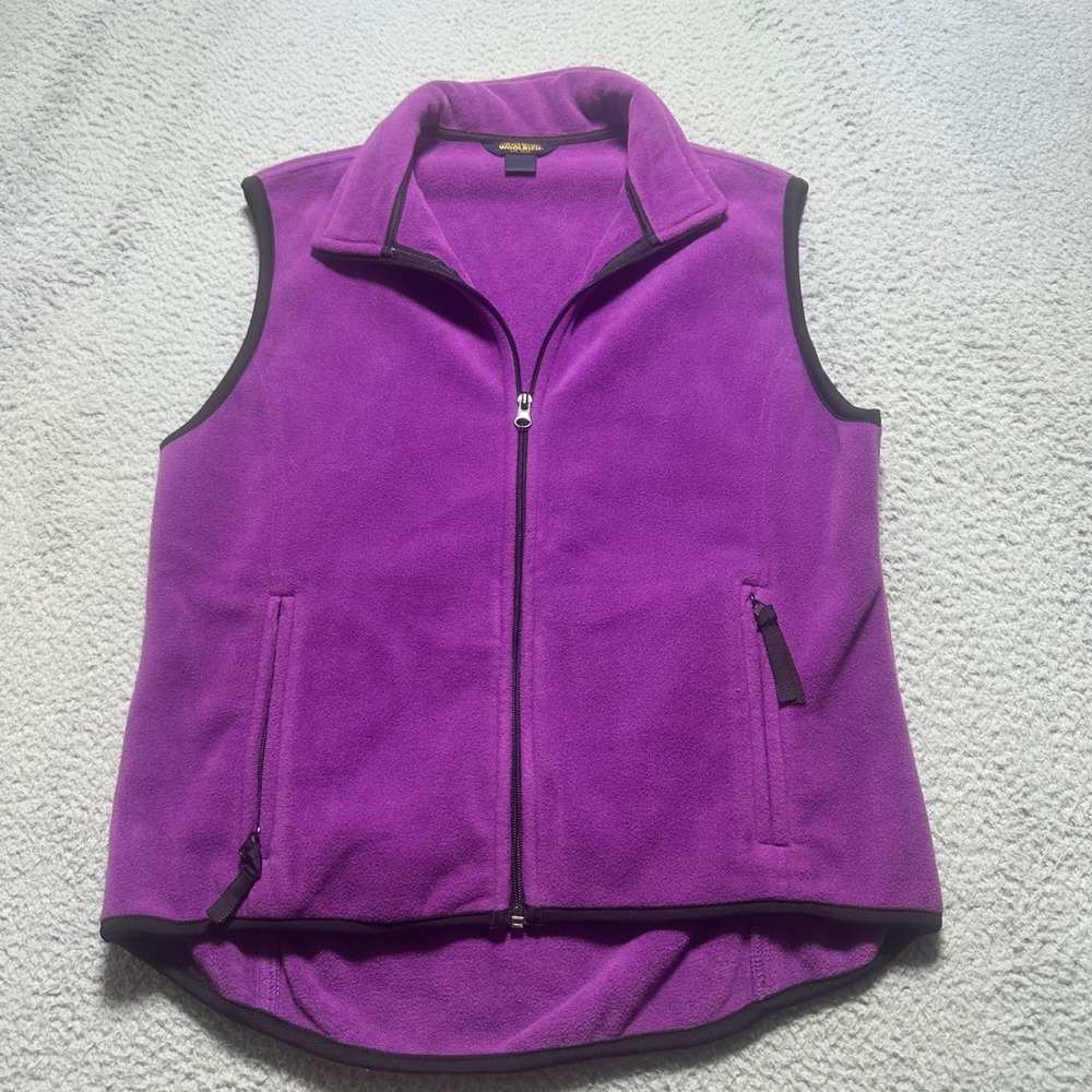 Woolrich John Rich & Bros Purple Fleece Full Zip Vest Women Medium 3438